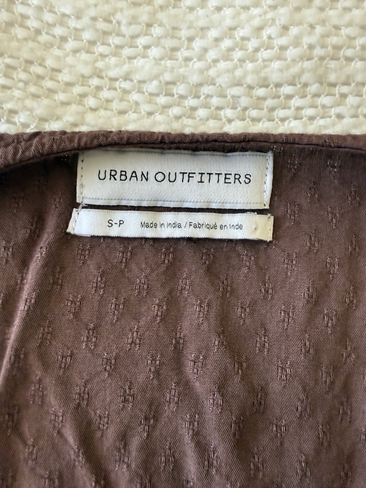 Urban Outfitters Brown Woven V-Neck Tie-Front Cropped Long Sleeve Blouse S