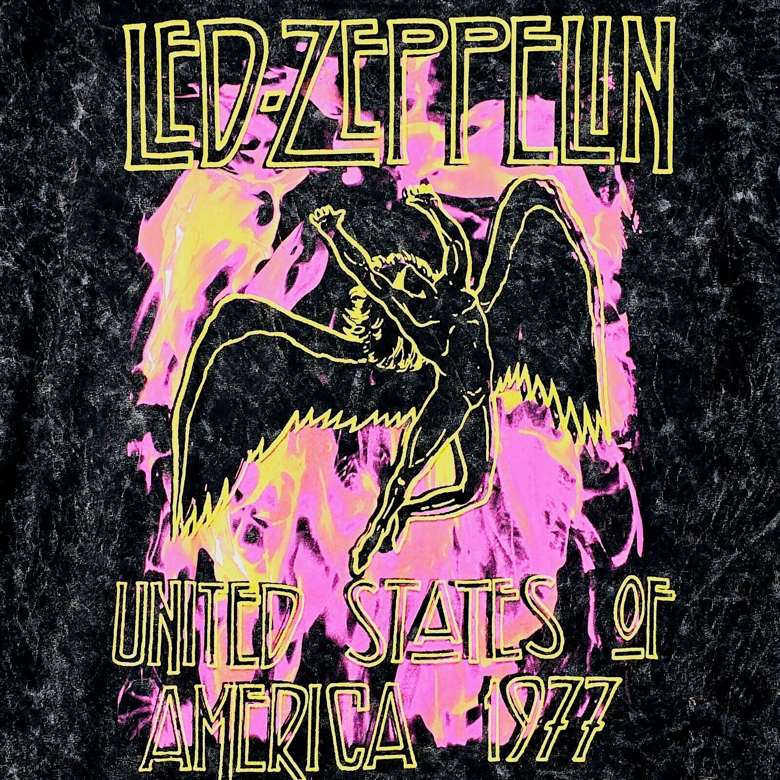 Led Zeppelin Mens Shirt SMALL Black BLEACH DYE JIMMY PAGE ROBERT PLANT NWT
