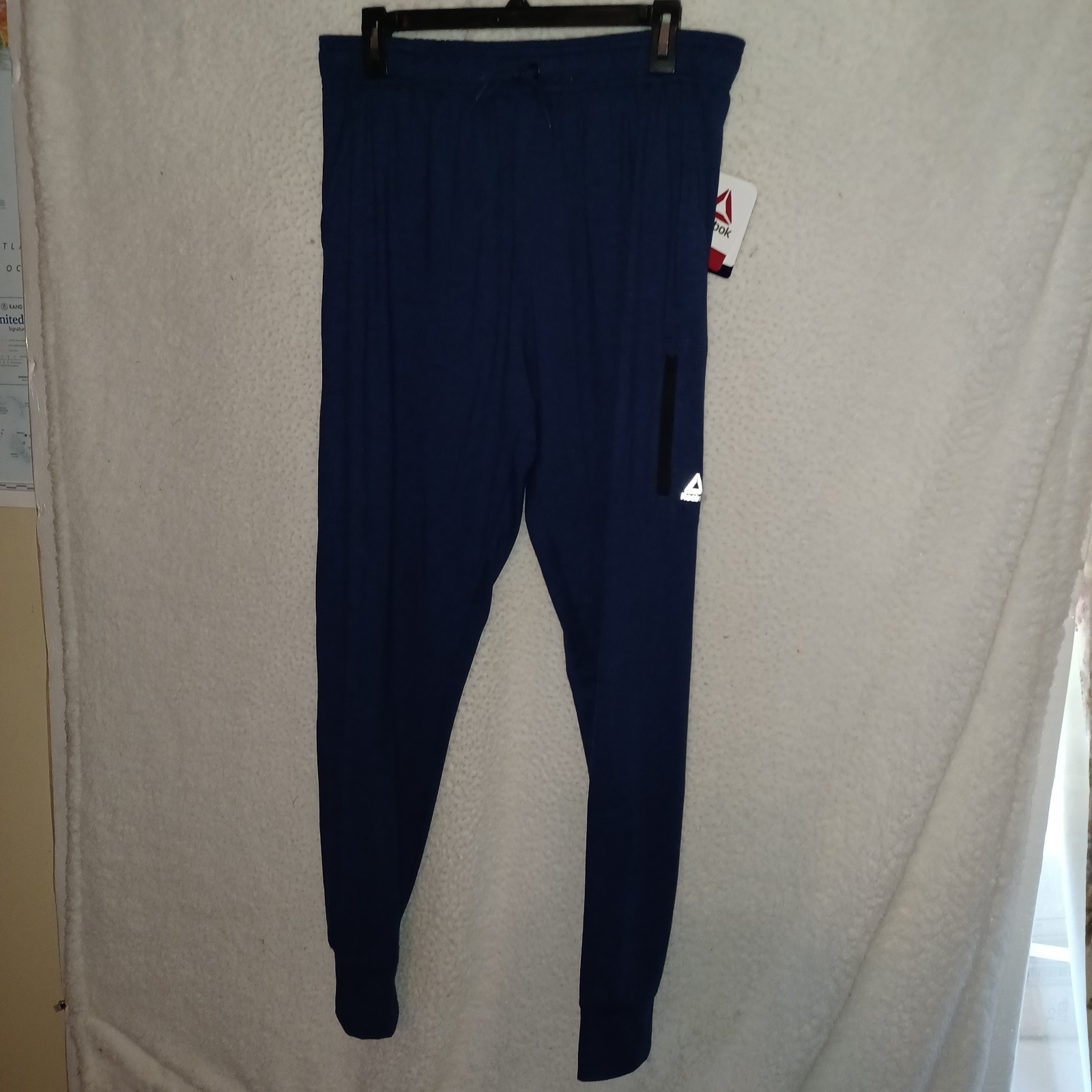Reebok Men’s L Legacy Slim Jogger Pants Ribbed Cuff Medieval Blue Heather (HC)