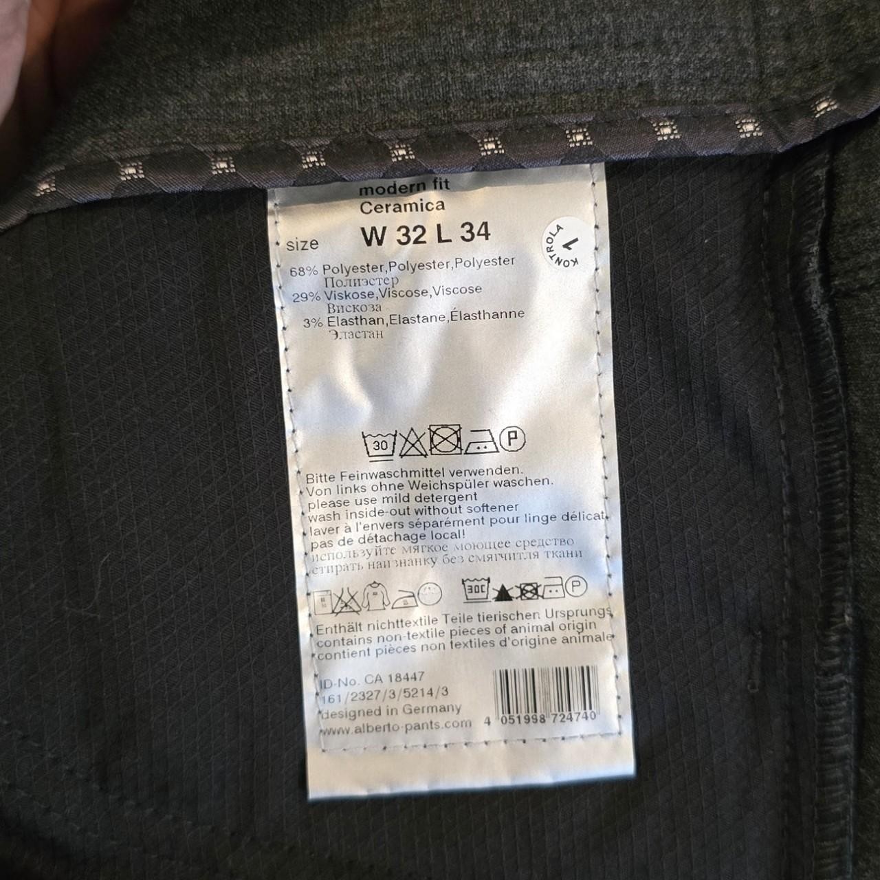 Alberto Ceramica Charcoal Grey Active 5 Pocket Style Chino Pants Straight Leg 32