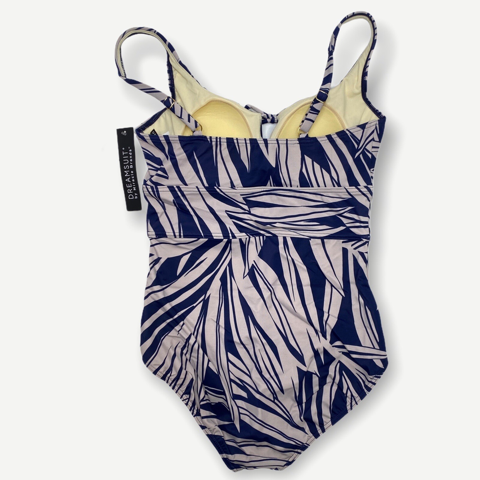 NWT Dreamsuit Miracle Brands Tropical Keyhole One Piece Blue Gray Swimsuit Sz 12
