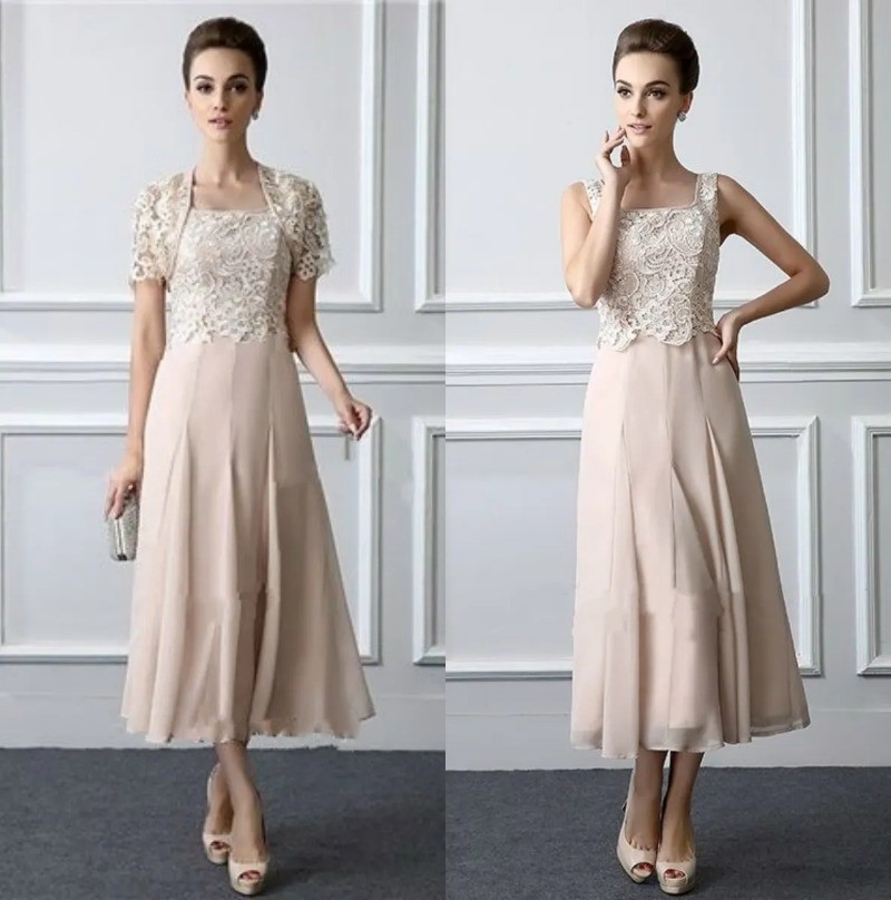 Mother Of The Bride Dresses Tea Length Lace Elegant Wedding Mothers Groom Dress