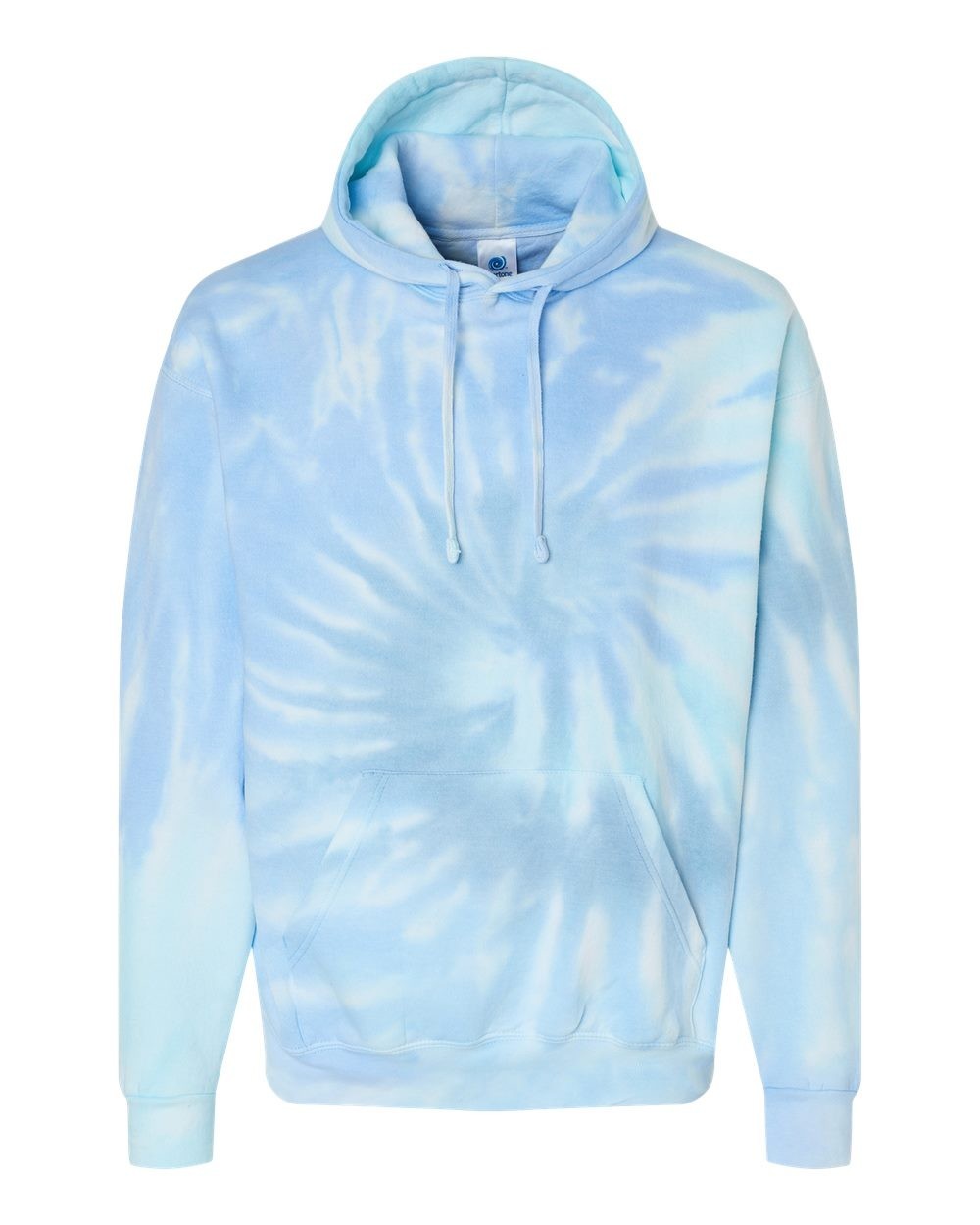 Light Blue Tie Dye Hoodie Sweatshirts Adult Pockets Colortone