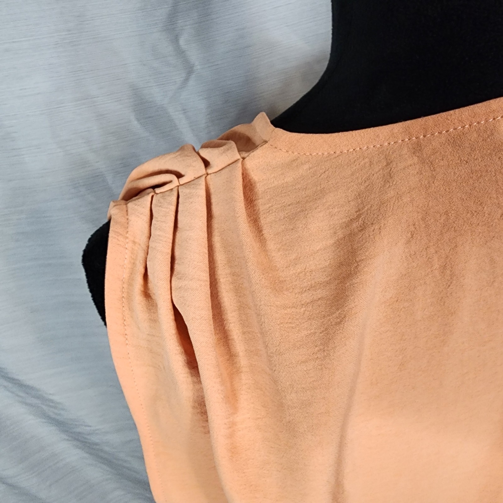GILLI Size Small Orange Coral Pleated Snap Surplice Faux Wrap Bodysuit Blouse