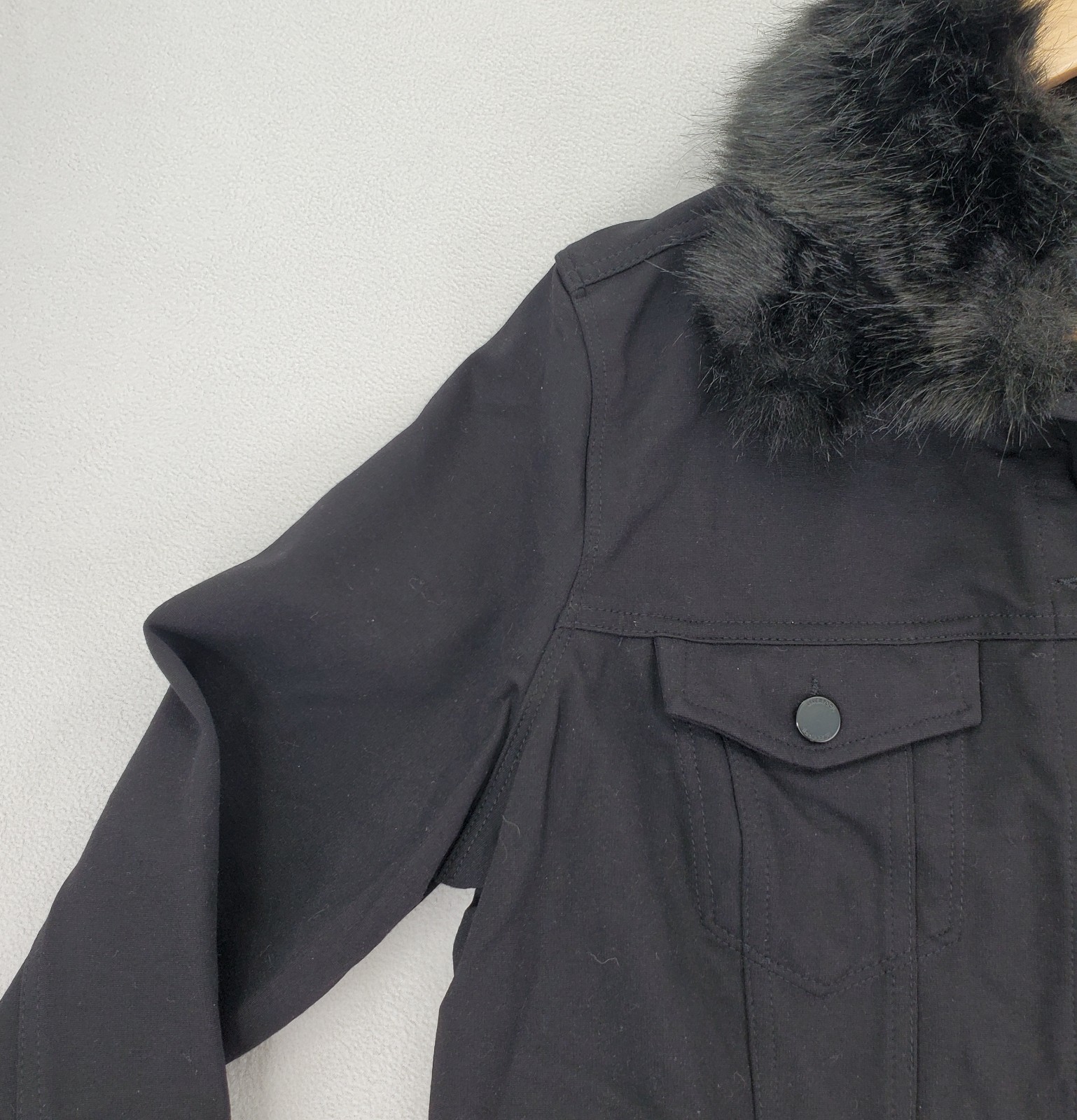 Liverpool Jacket Womens L Dark Black Detachable Faux Fur Collar Stretch Comfort