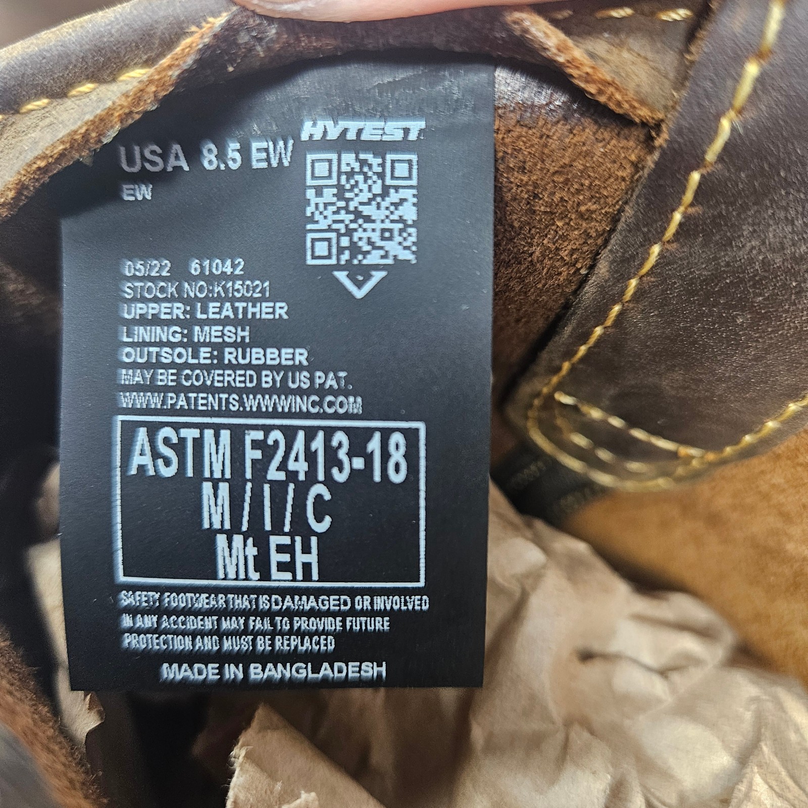 Hytest Ryder Metatarsal Guard Square Steel Toe Wellington Boots Mens Size 8.5 EW