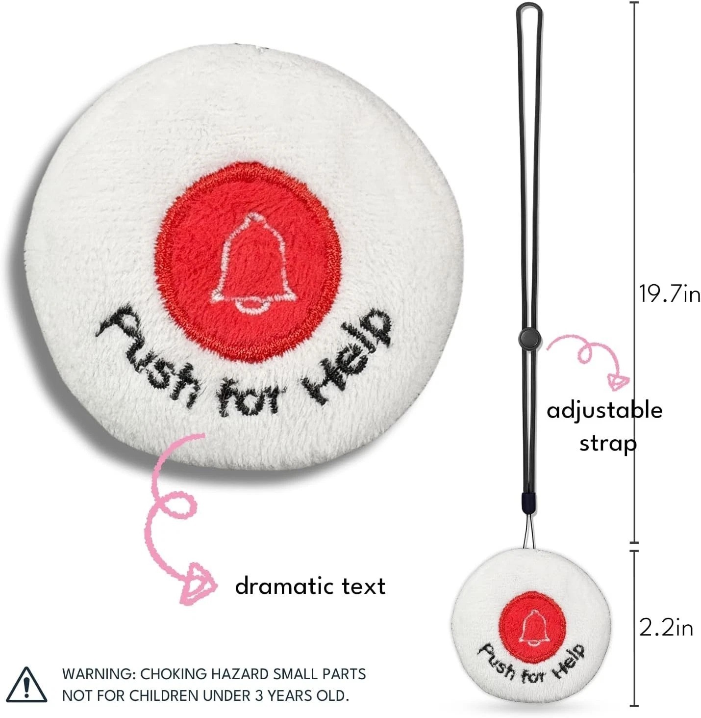 Adjustable Plush Life Alert Button for Kids – Imaginative Pretend Play Accessory