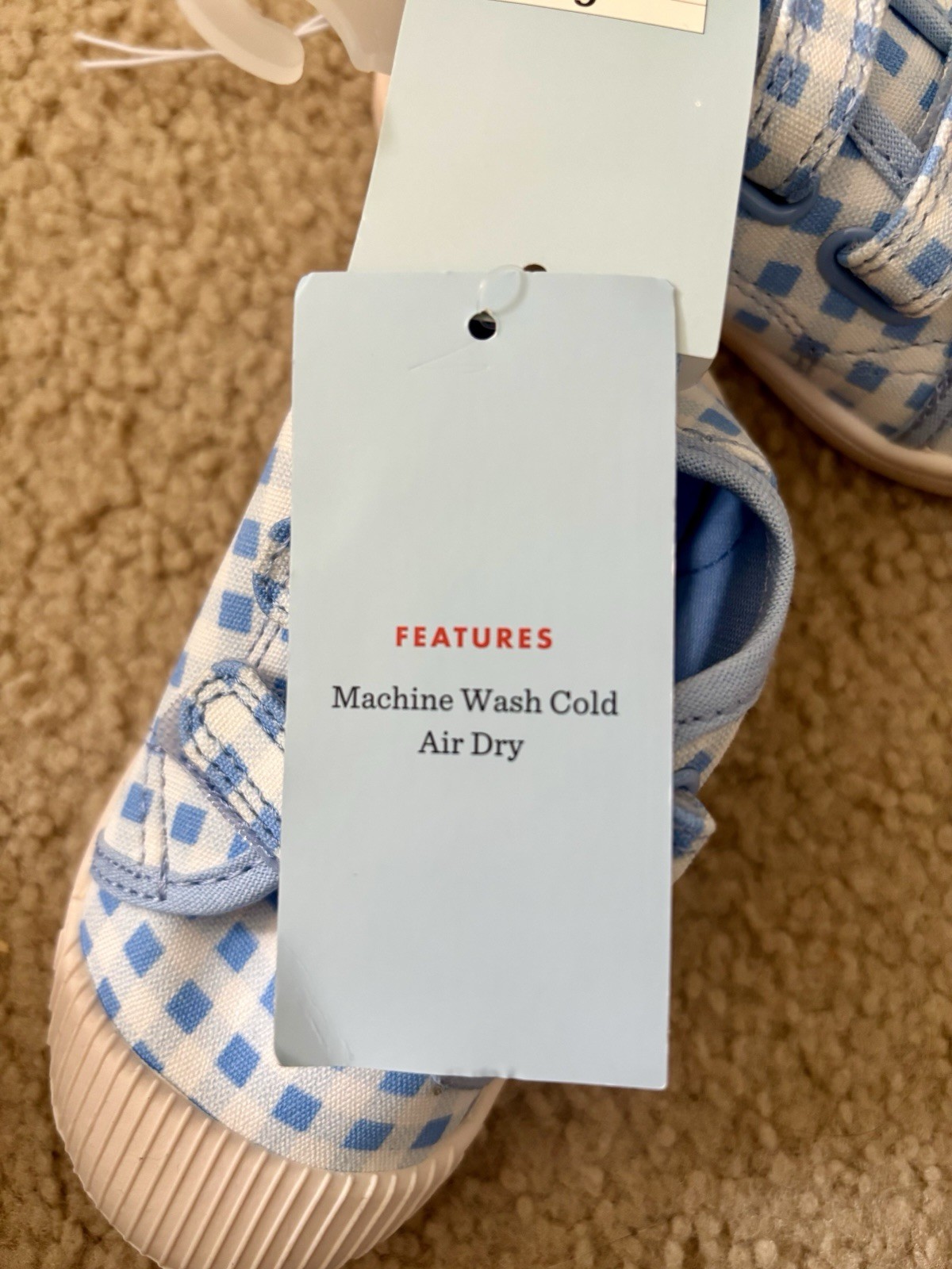 Cat & Jack Shoes Kids Size 6 Blue Gingham Parker Sneaker Hook & Loop Casual