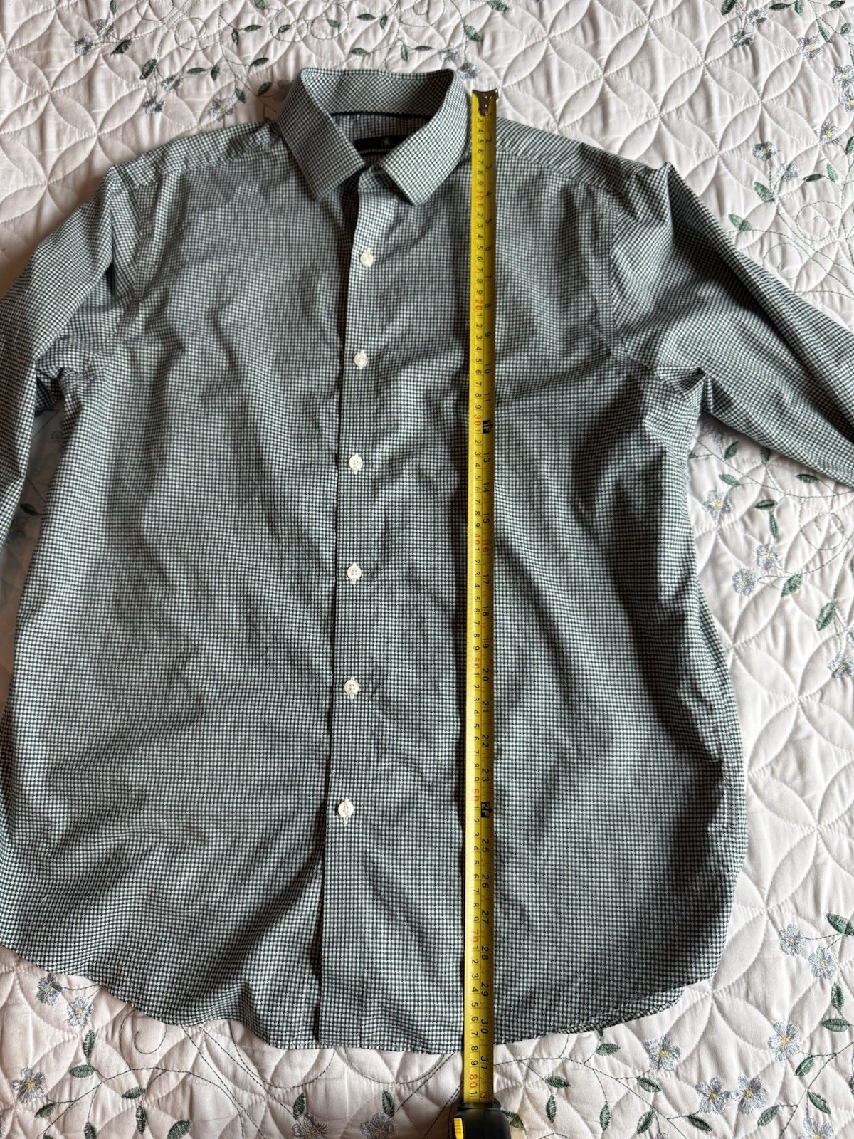 Hart Schaffner Marx Men’s Regular Fit Dress Shirt L Green/White Check