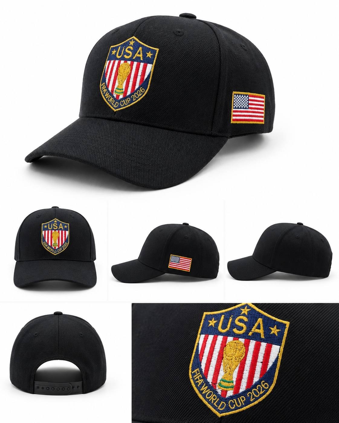 FAST SHIP – FIFA World Cup 2026 MEX USA CAN Cotton Hat, Detailed Embroidery