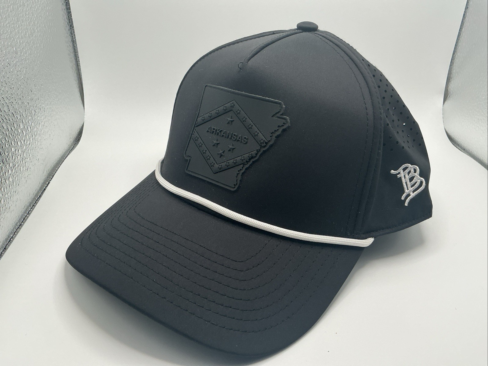 Branded Bills Arkansas State Patch Rope Hat Black Snapback Performance Cap