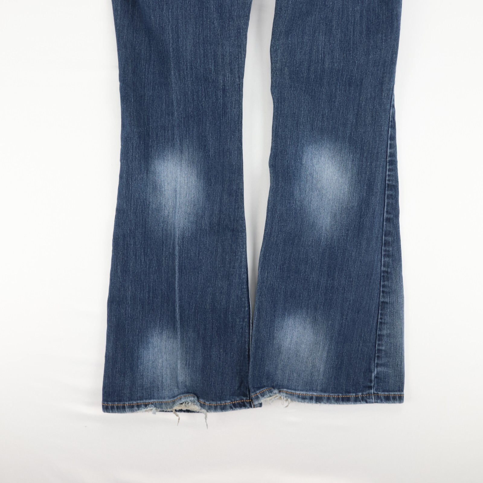 Ariya Womens Embroidered Flare Jeans 5/6 Dark Wash Wide Leg Y2K