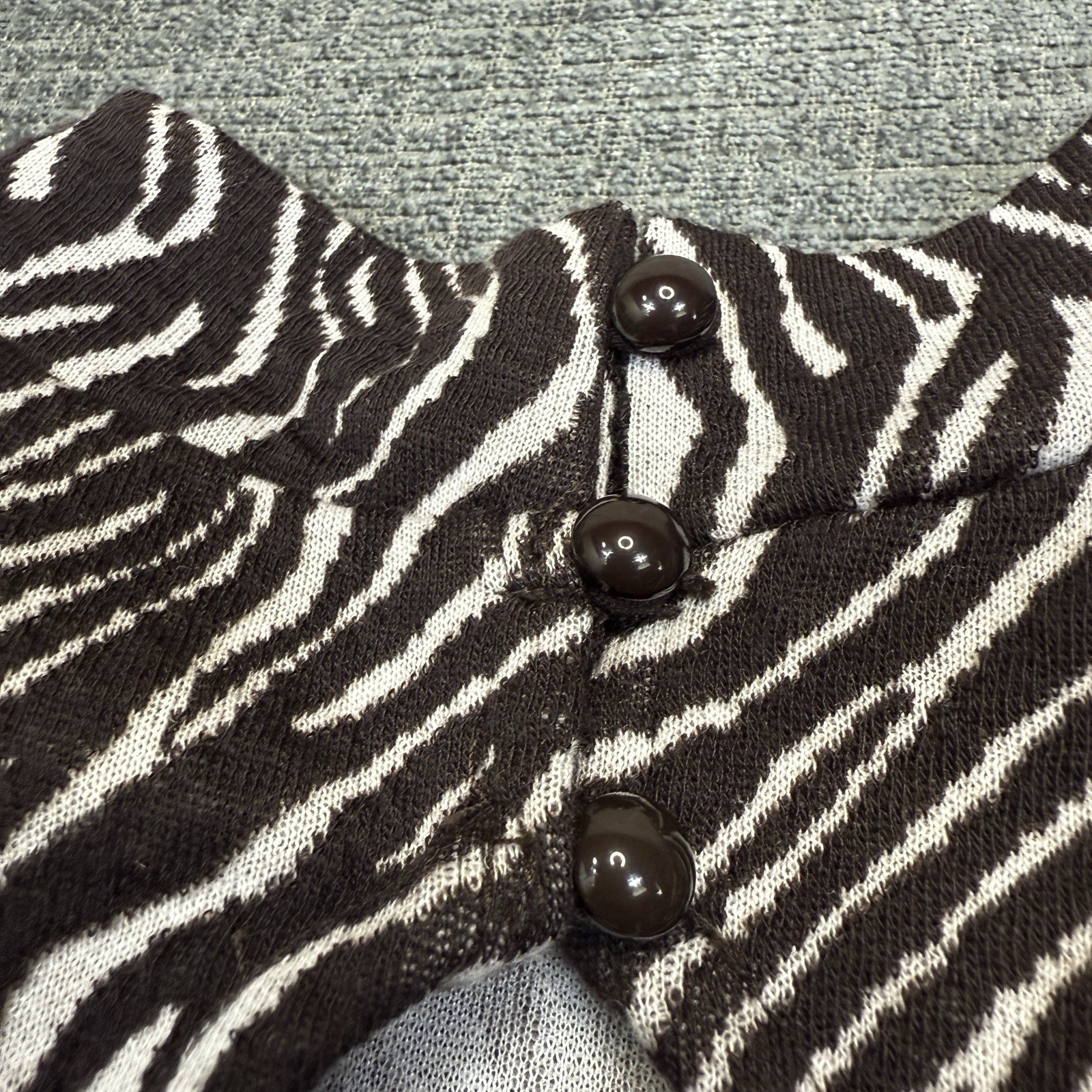 West of Melrose Zebra Print Open Back Mini Dress Long Sleeve Ruched XS NWT