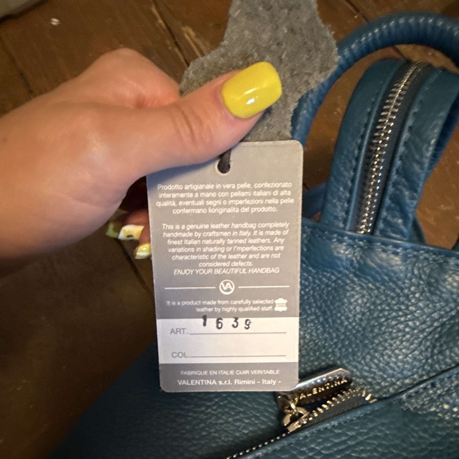 Valentina Blue Pebbled Satchel Top Handle Zip Handbag w/ Detachable Strap