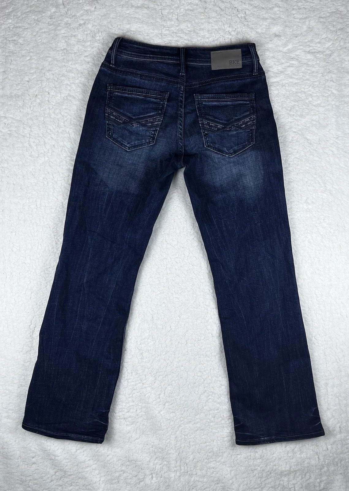 BKE Buckle Mens 30×30 Blue Jake Denim Jeans Pants Faded Stretch Whisker Marble
