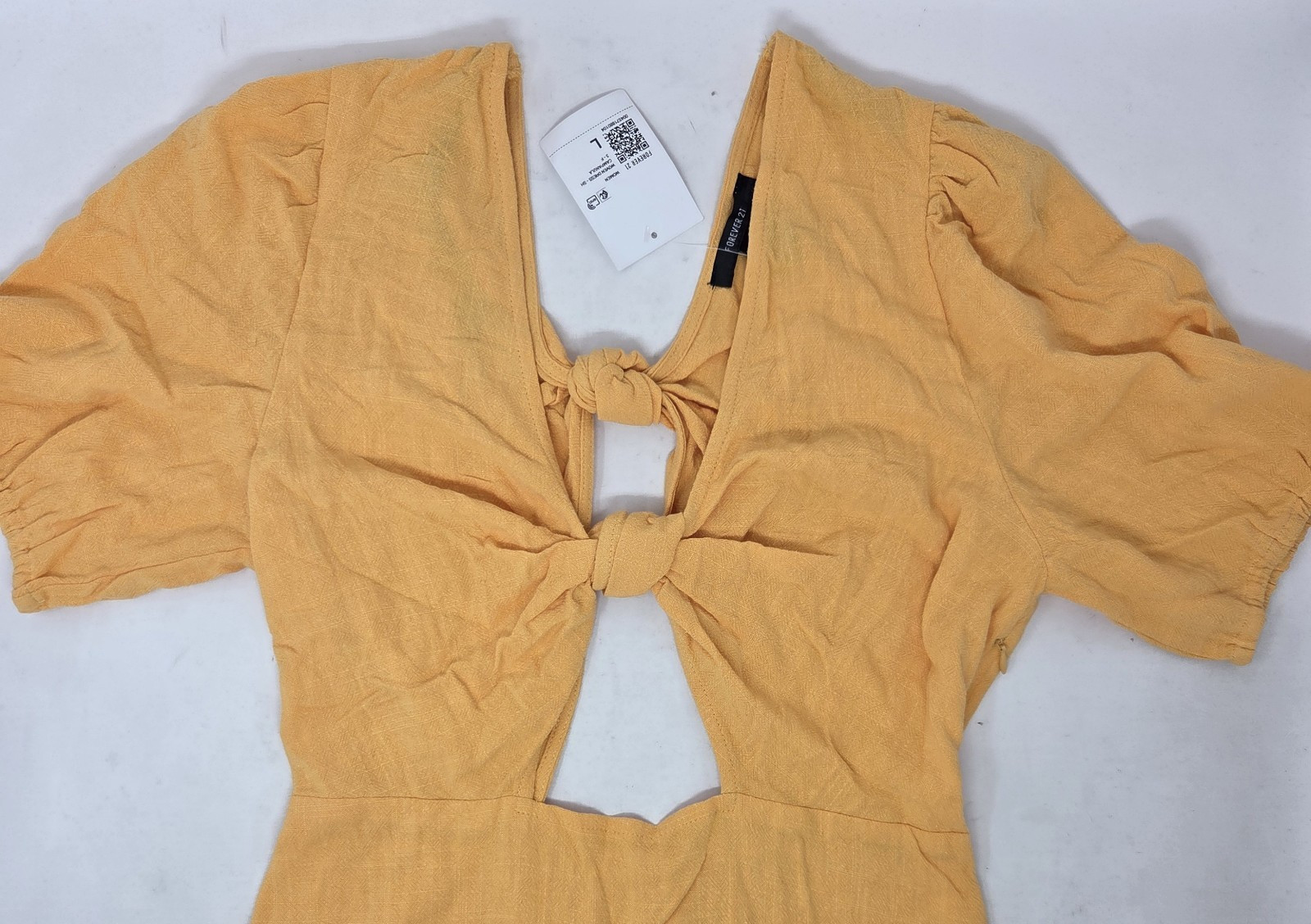NEW FOREVER 21 Mini Sundress Womens Large Yellow Cut Out Front and Back NWT