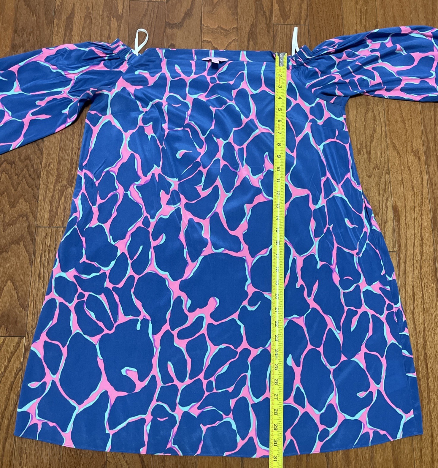 Lilly Pulitzer Broken Shaker Adura Silk Mini Dress Abstract Tiki Blue Pink Xl