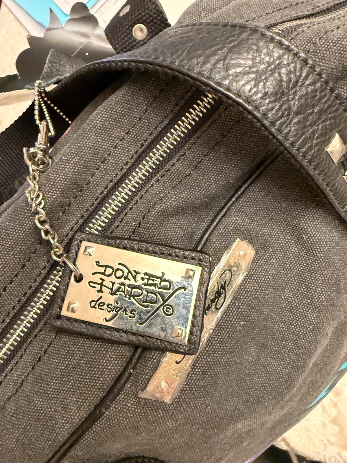 Ed Hardy Done Being Nice Tote Bag Christian Audigier Heart Rose Purse Y2K