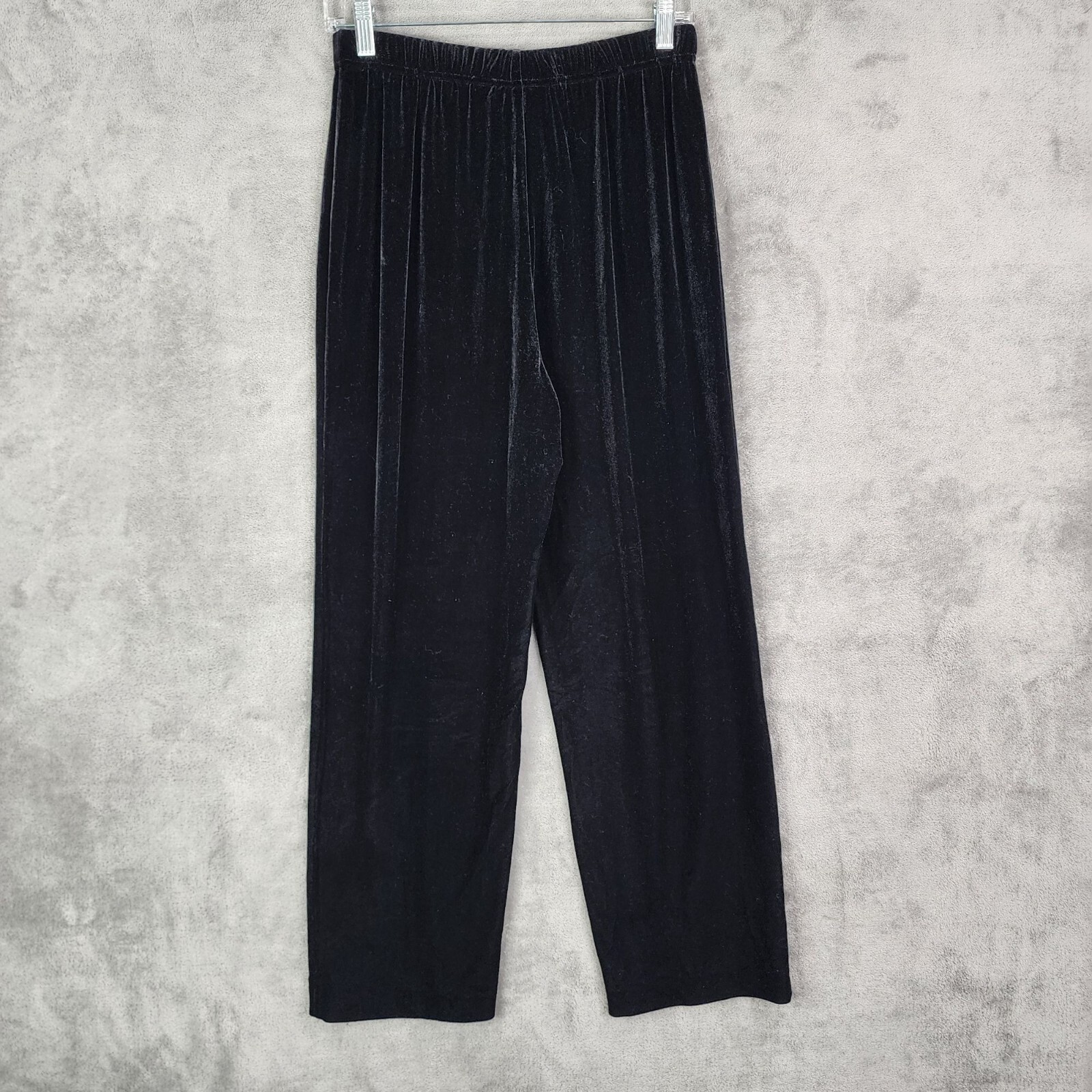Womens TanJay Black Velour Velvet Pants Polyester Spandex Blend Stretch Size S