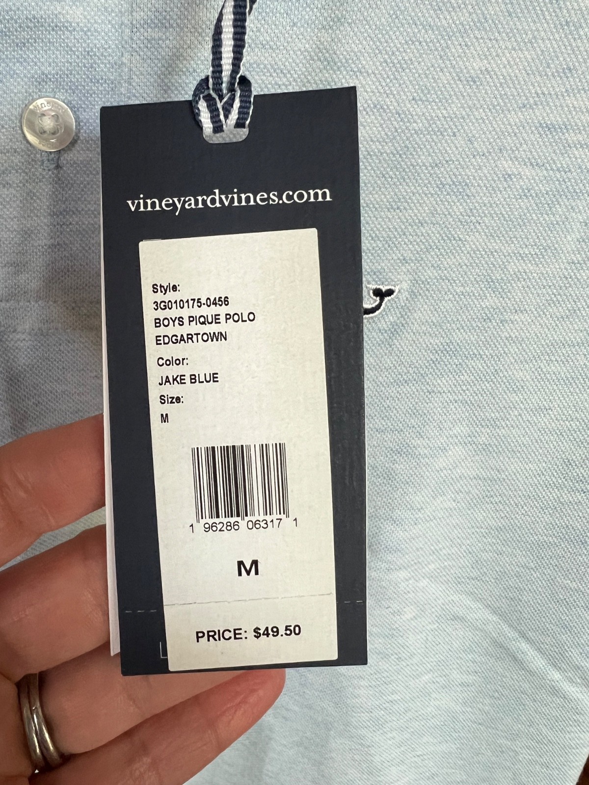 Vineyard Vines Boy’s Jake Blue Edgartown Polo Shirt Sz M (12-14) NWT