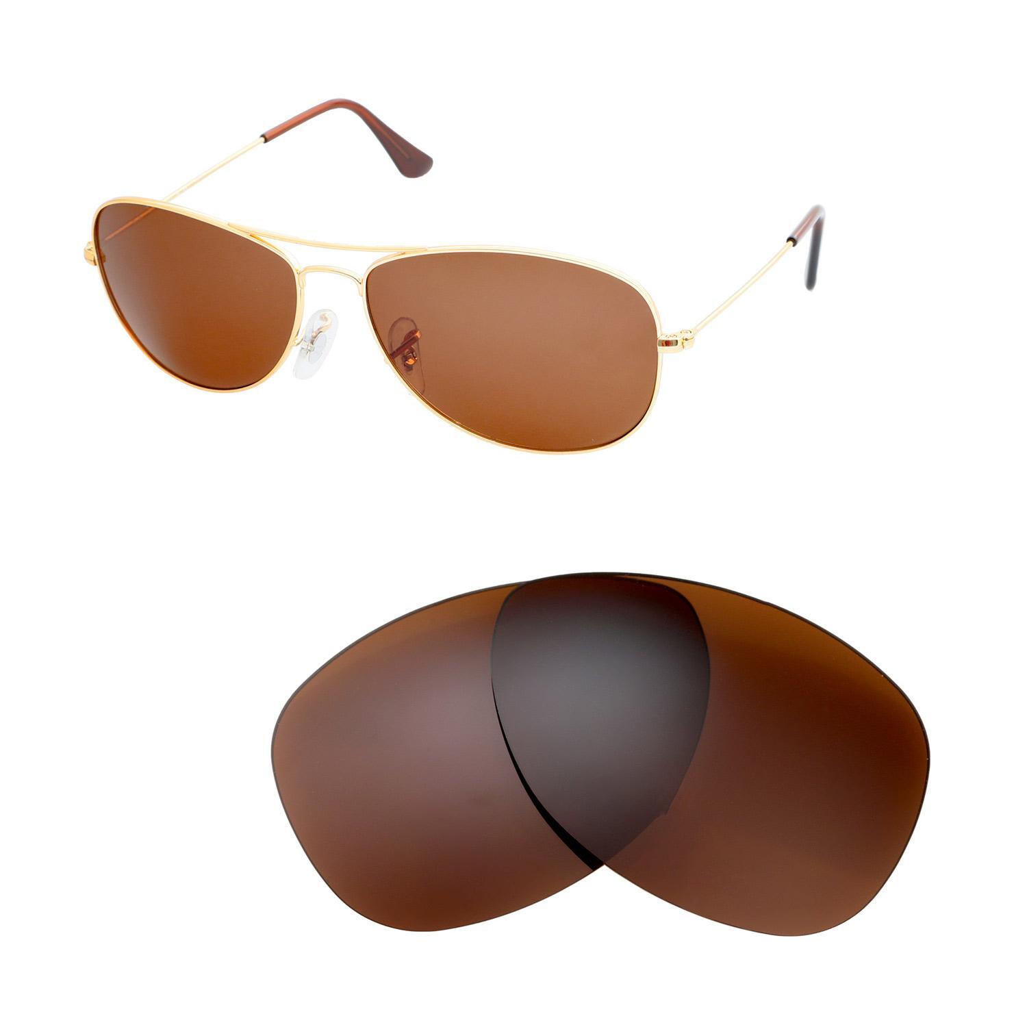 Walleva Brown Polarized Replacement Lenses For Ray-Ban RB3362 Cockpit 59mm