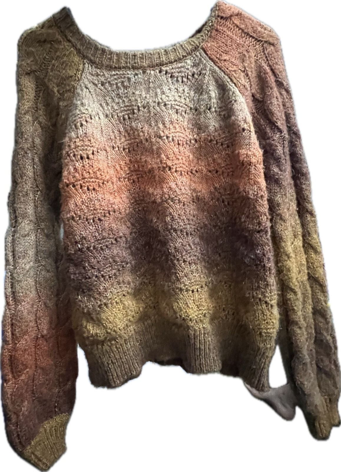 Knox Rose Ombre Cable Knit Sweater Size M