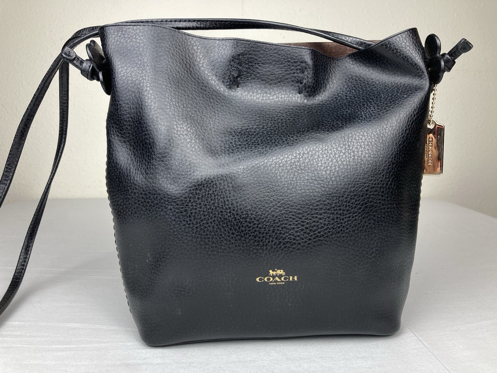 AUTHENTIC COACH LEATHER DERBY CROSSBODY FLOWER BAG BLACK F58661 VGC!