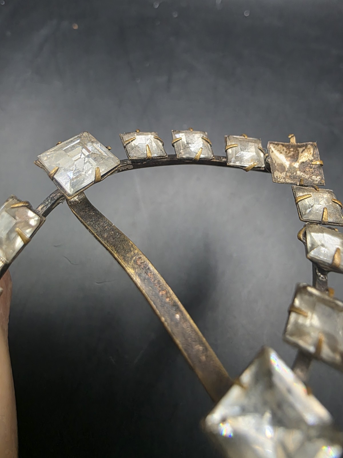 Czechoslovakia Antique Art Deco Paste Stone Slide Buckle.