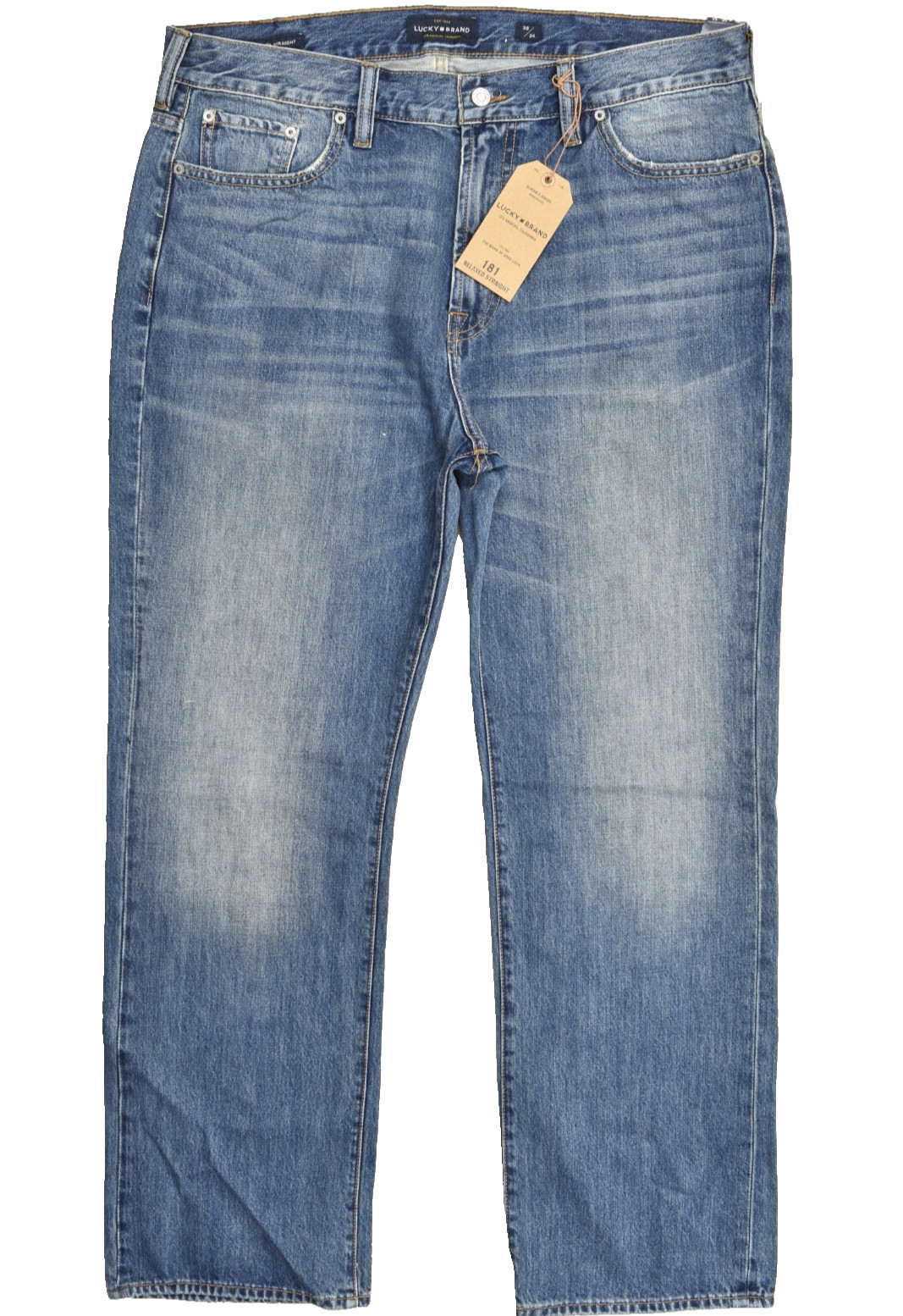 Lucky Brand Men’s 181 Relaxed Straight Denim Jeans Blue Bluff Lake 38×34 NEW