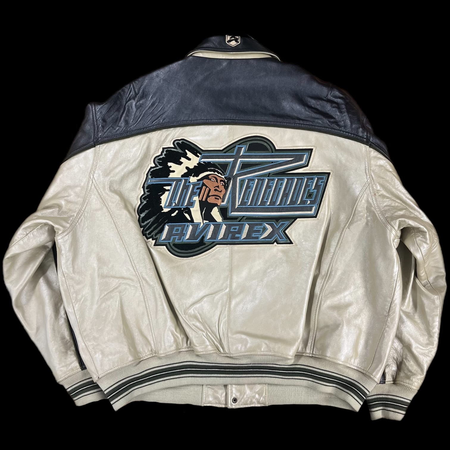 RARE Vintage 90s Avirex Cascade Renegades Indian leather Varsity Jacket