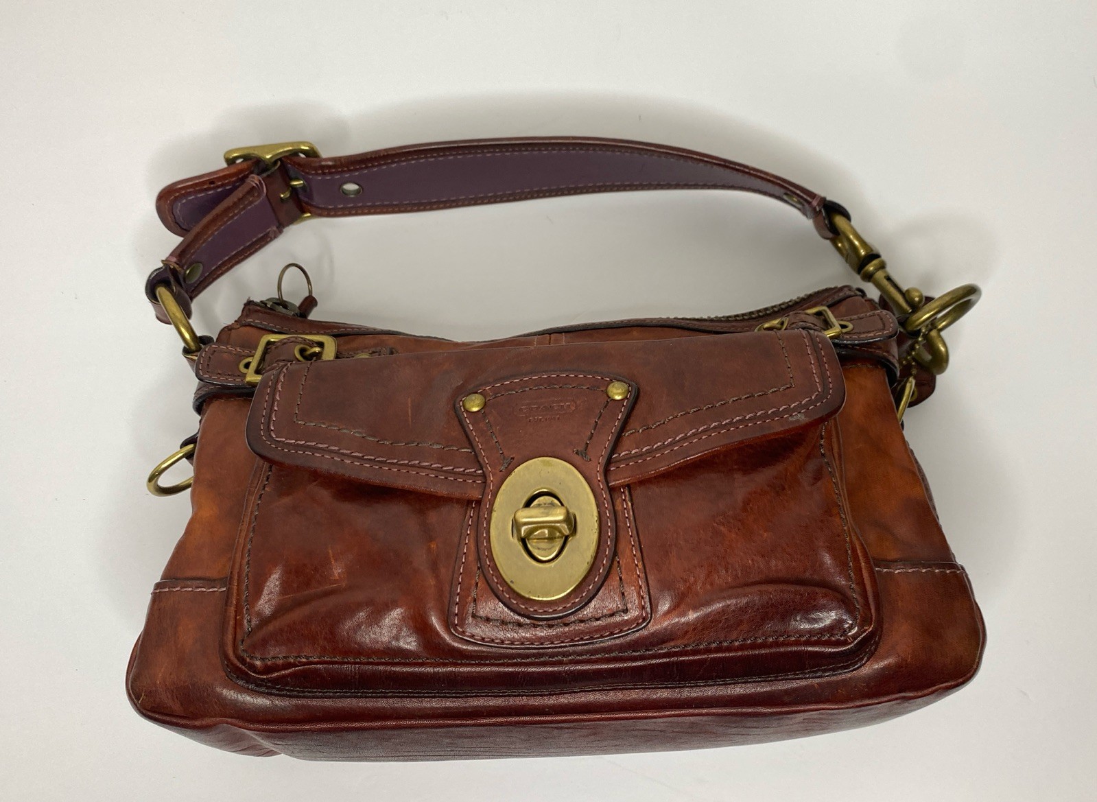 Coach Legacy 65th Anniversary #11127 Brown Leather Shoulder Bag Brass Vtg READ