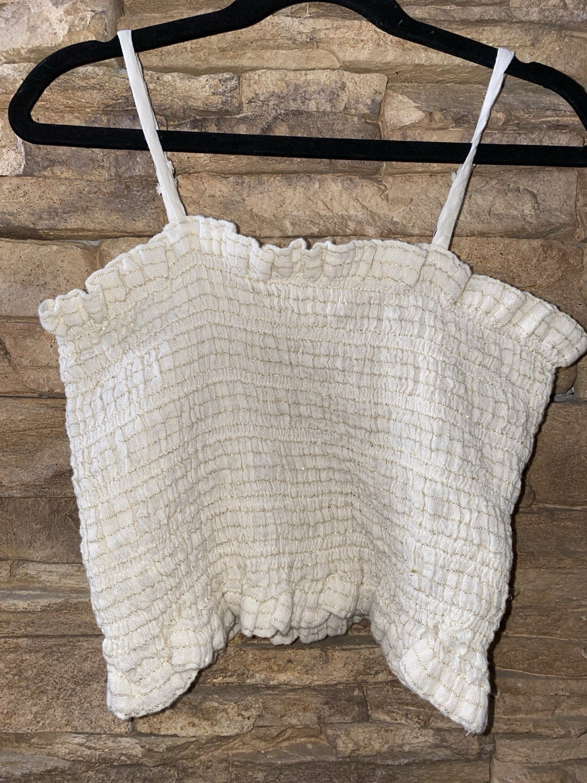 The Handloom Los Angeles Smocked Cropped Tank 100% Cotton Minimalist One Size
