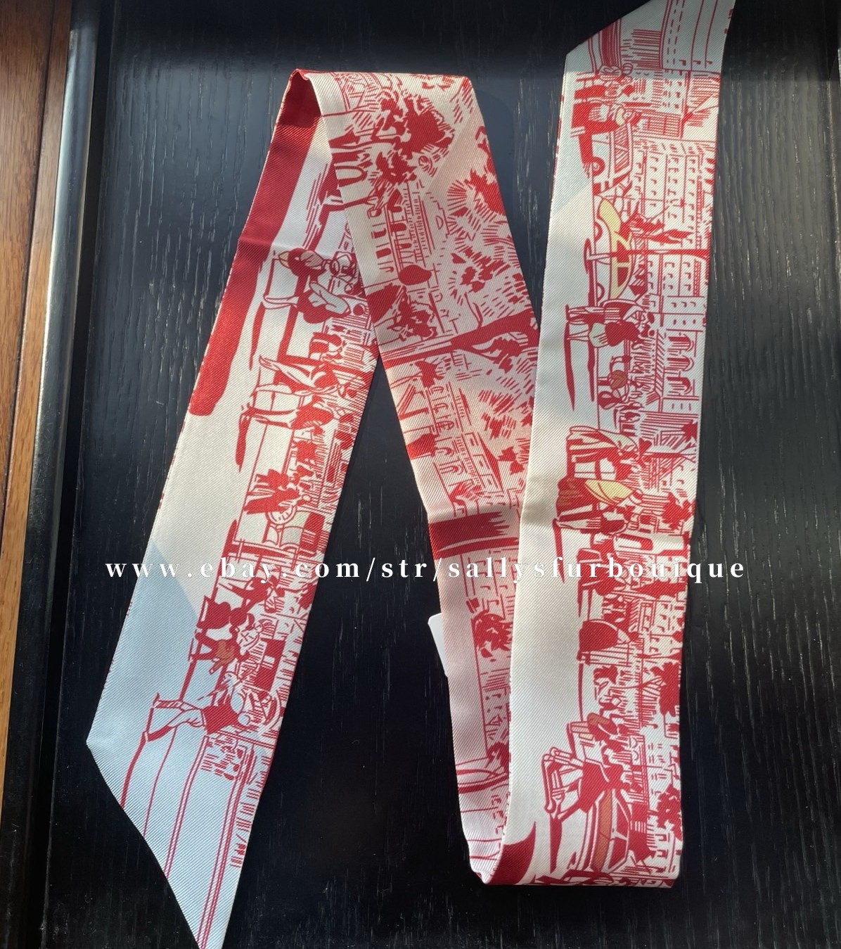 Quality 18 Momme Twill Silk Scarf Ribbon Street Print Necktie Headband 33″*2″