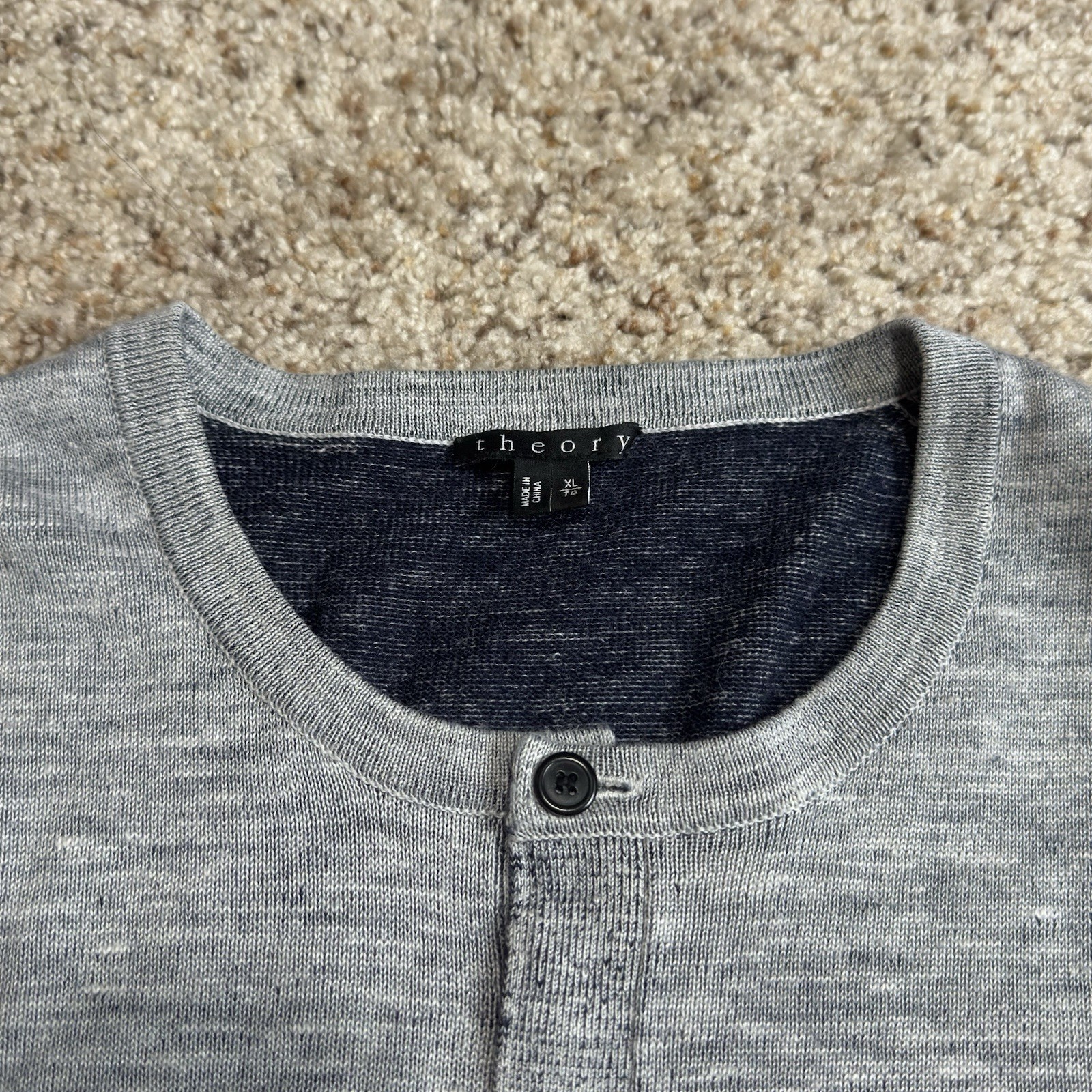 Theory Axion Rigelle Merino Wool Linen Blend Sweater Knitted Fabric Men’s XL
