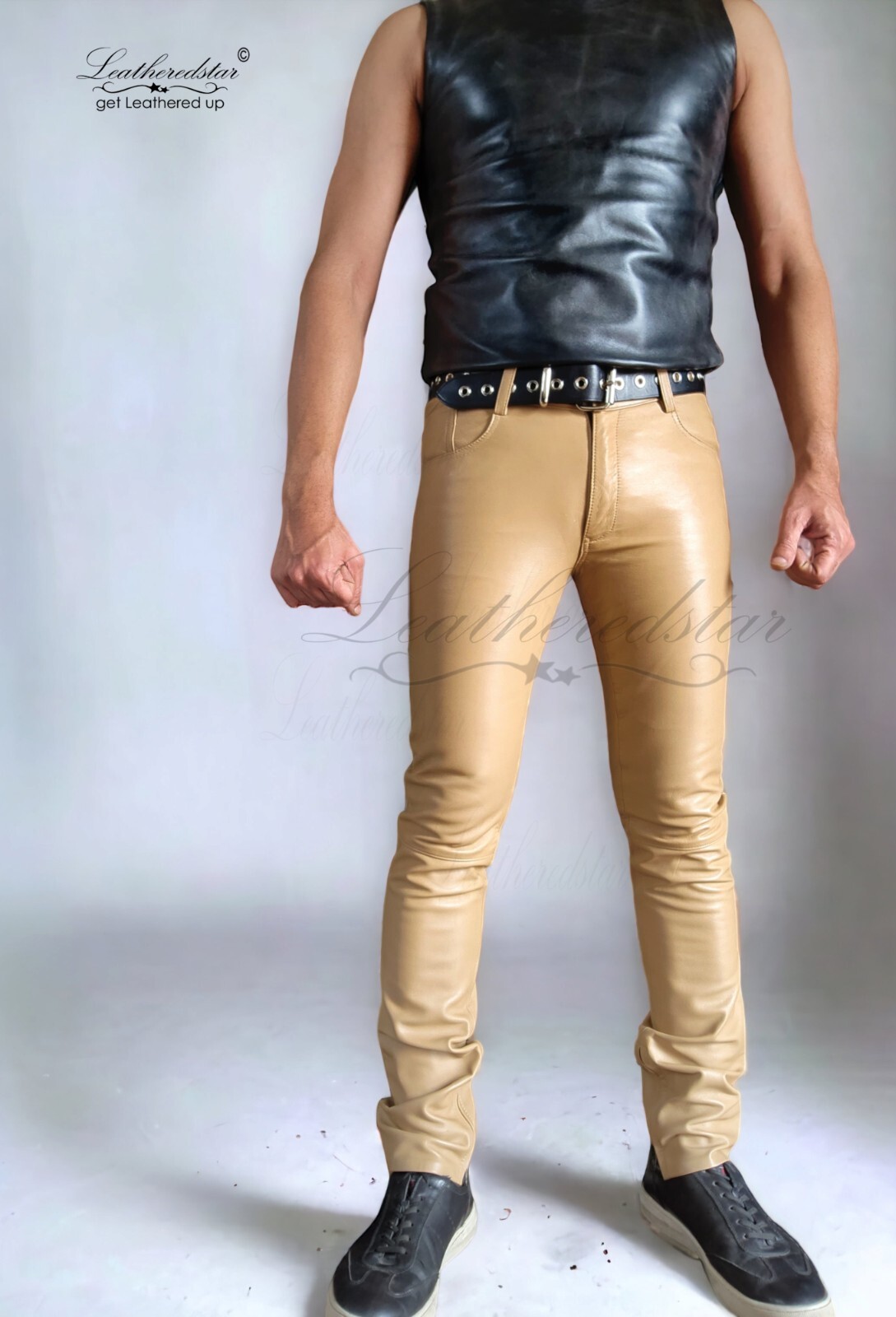 BEIGE, super SkinTight super Skinny butter smooth leather jeans leather pant