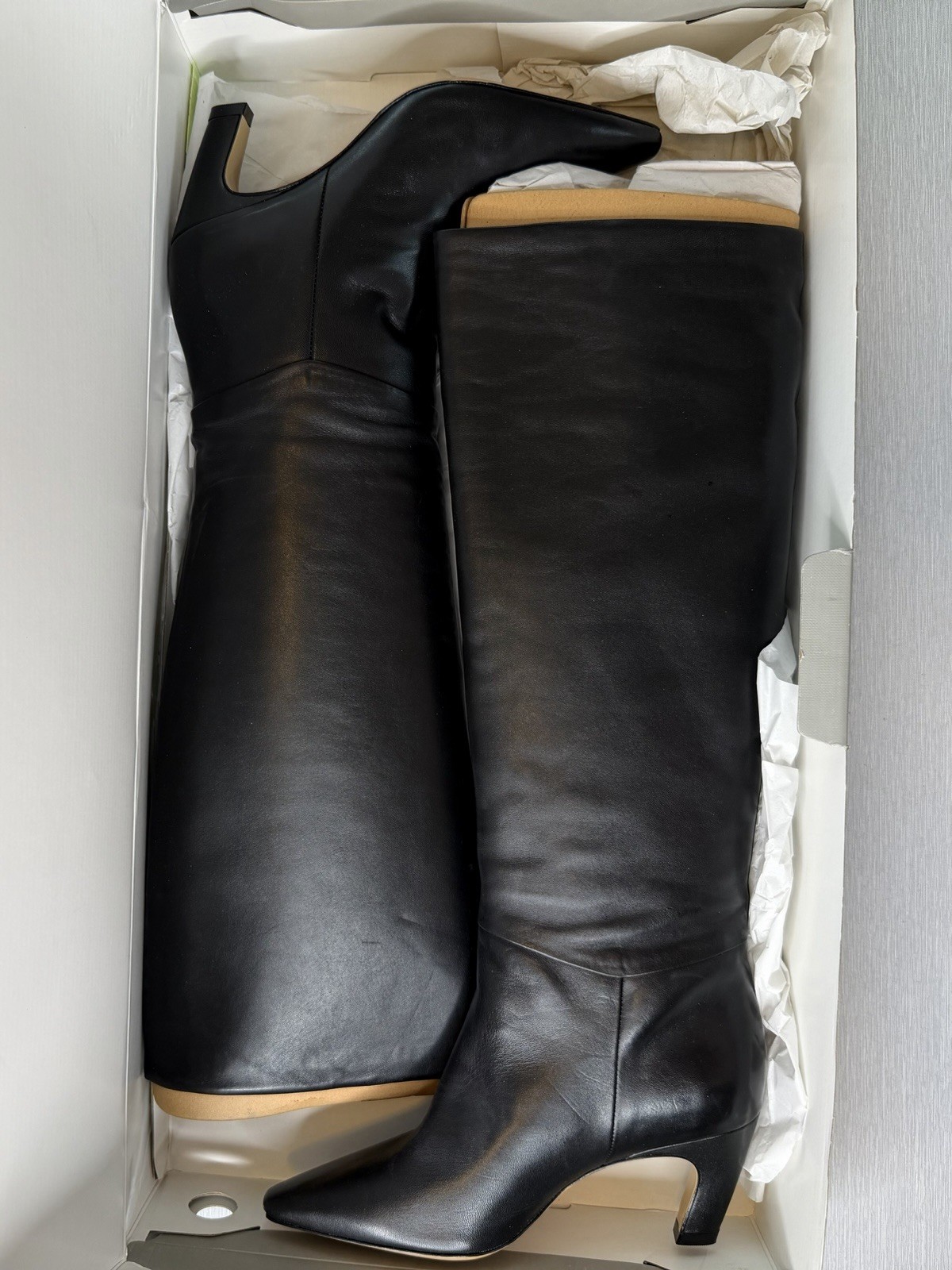 Everlane The Banana Boot Black Napa Leather Knee High Heeled Pointed Toe 7 NWB