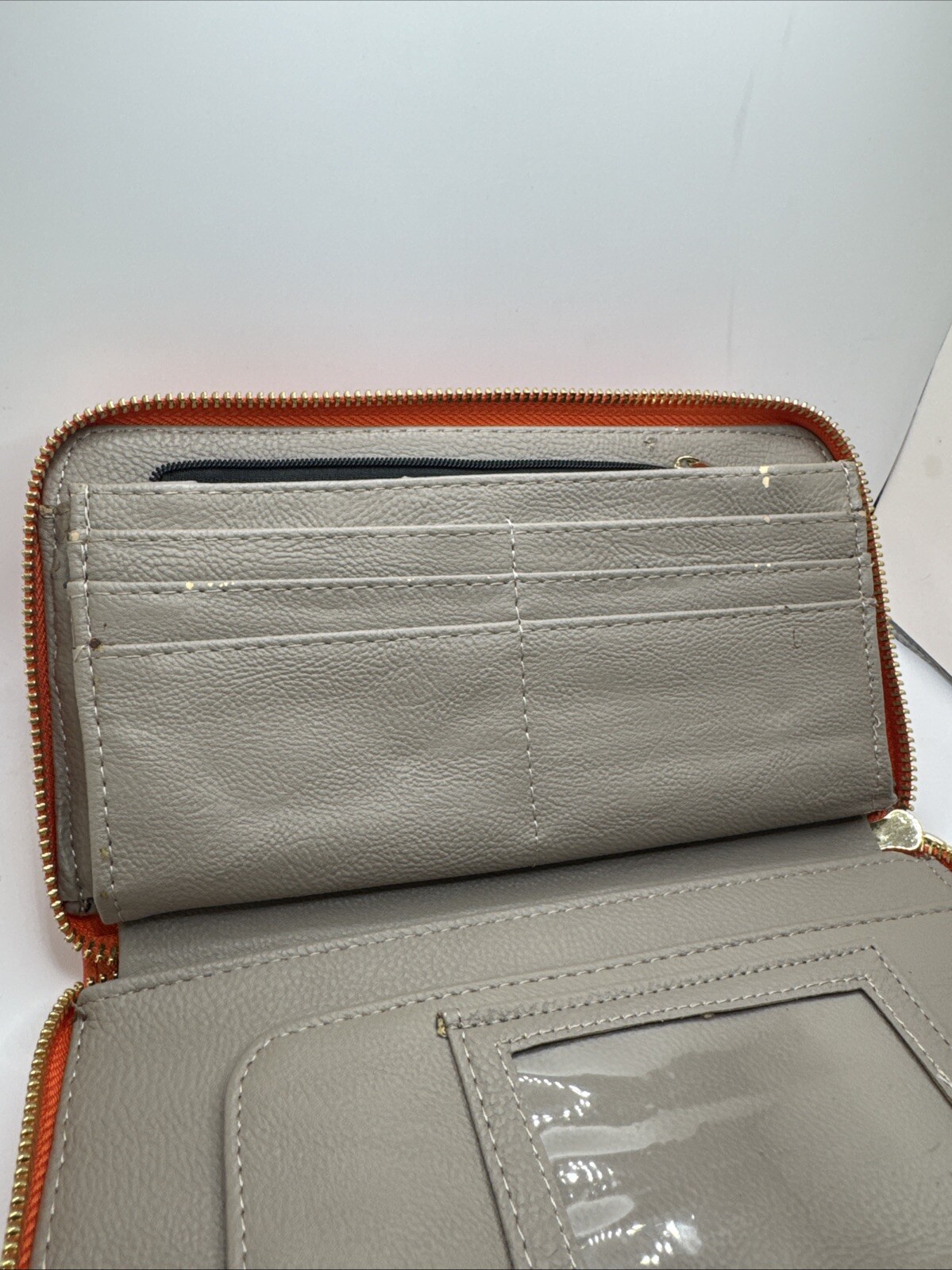 Orange Betsey Johnson Zipper Wallet Wrist Strap Bow Accent