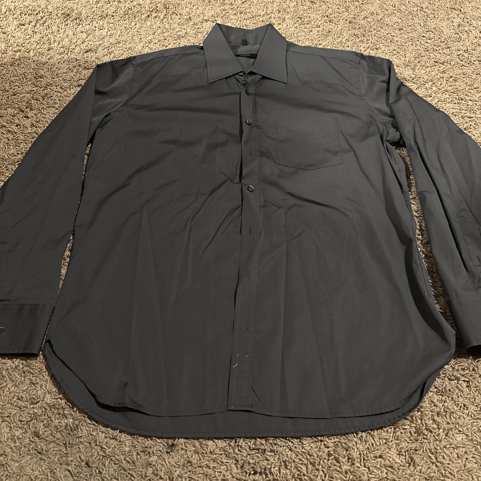 Bugatti Shirt Mens L 16 41 Gray Nanotex Fabric Cool Long Sleeve Button Down
