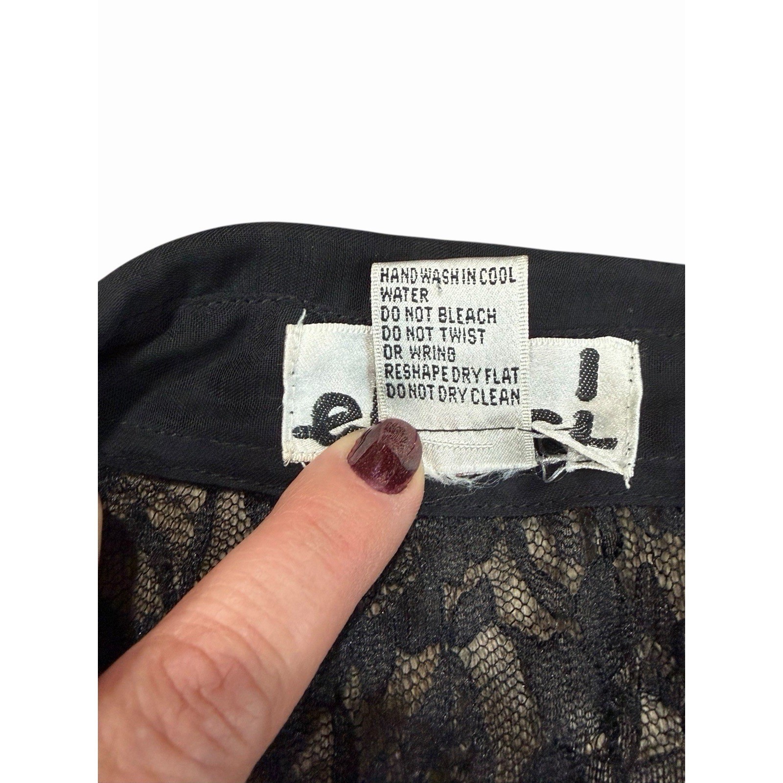 Effeci Womens Lace Sheer Button Up Top Sequins Gothic Dark Romantic Black Small