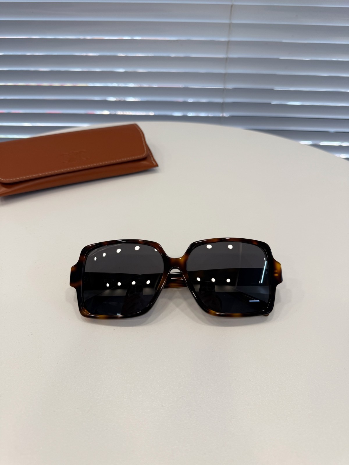 Celine Tortoiseshell Oversized Square Sunglasses Gold Triomphe Logo