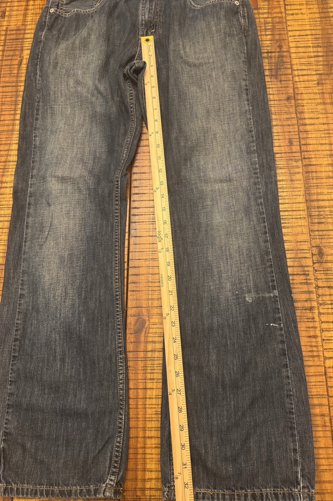 Levi’s Men’s 527 Bootcut 33×32 Dark Wash Distressed Denim Jeans