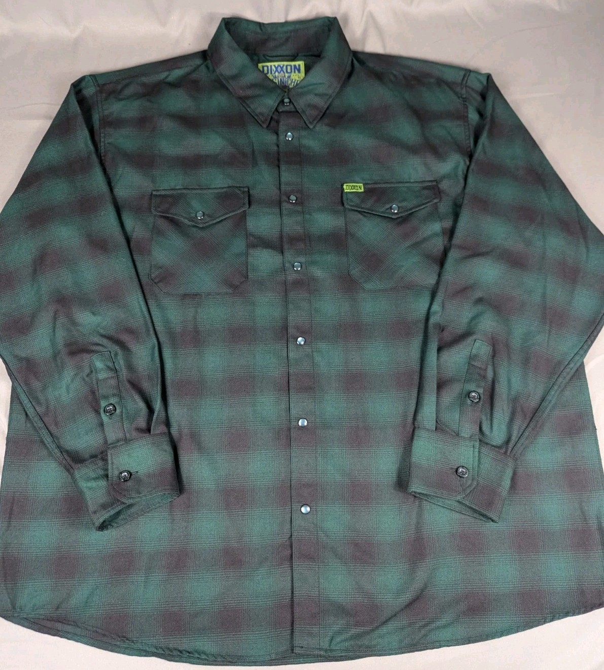 Dixxon Absinthe Flannel Shirt Mens XXXXL Green Long Sleeve Pearl Snap