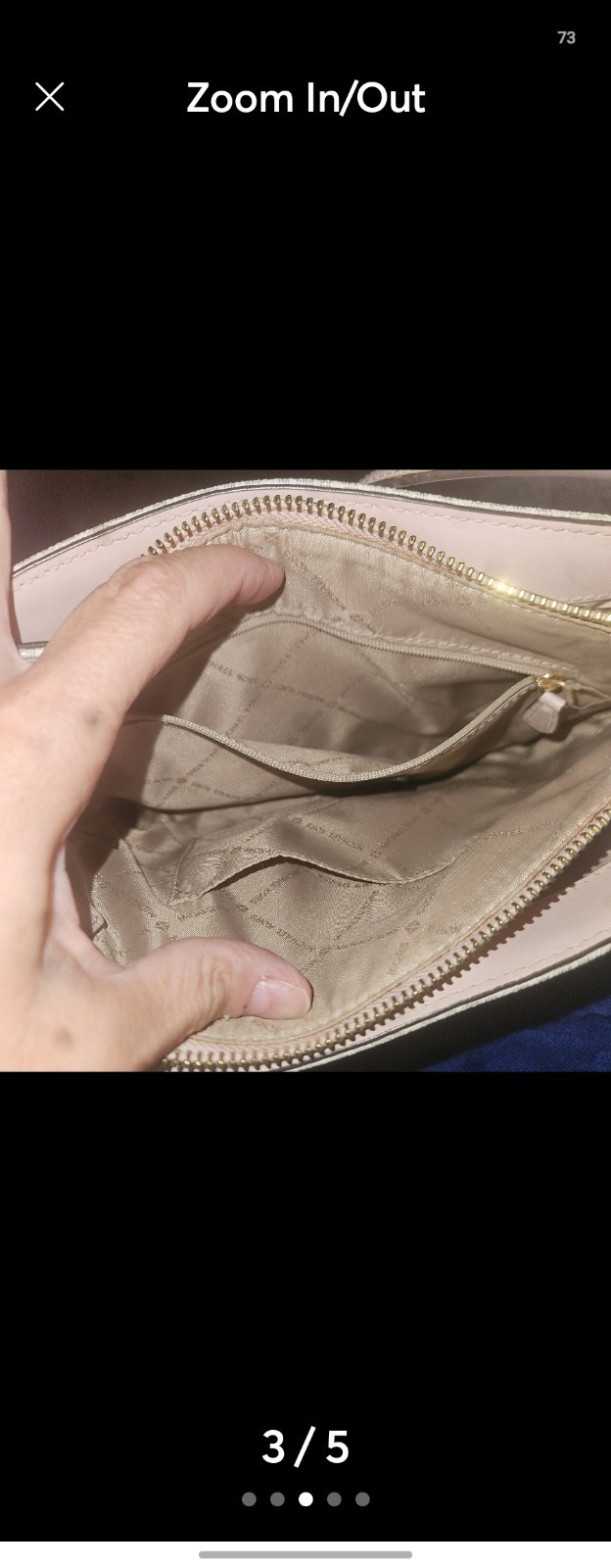 Michael Kors Logo Zip Crossbody Bag Beige/Pink Gold Hardware Medium w/ Pockets