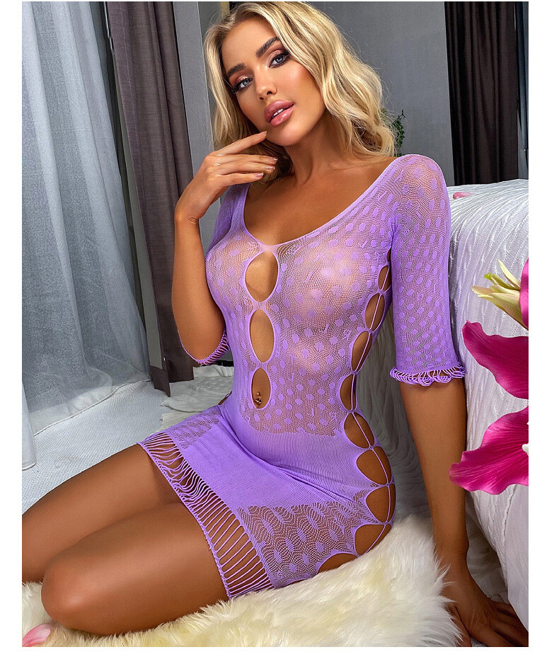Womens Hollow See Through Bodycon Mini Dress Babydoll Backless Clubwear Party