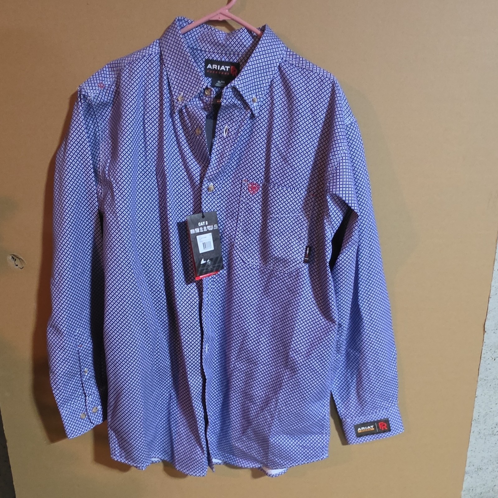 Ariat FR CAT 2 Men’s Woven Cotton Button-Up Work Shirt XL Cobalt