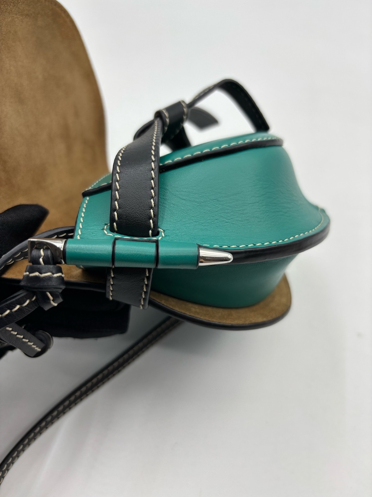Loewe Pre-Owned Authentic Gate Saddle Bag Blue 13*8*11cm