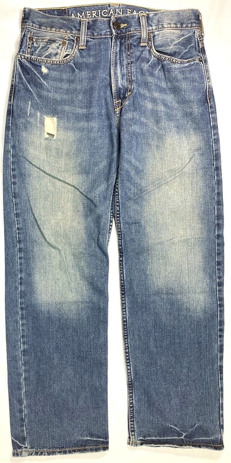 American Eagle Low Loose Size 29 30 Distressed Denim Blue Jeans