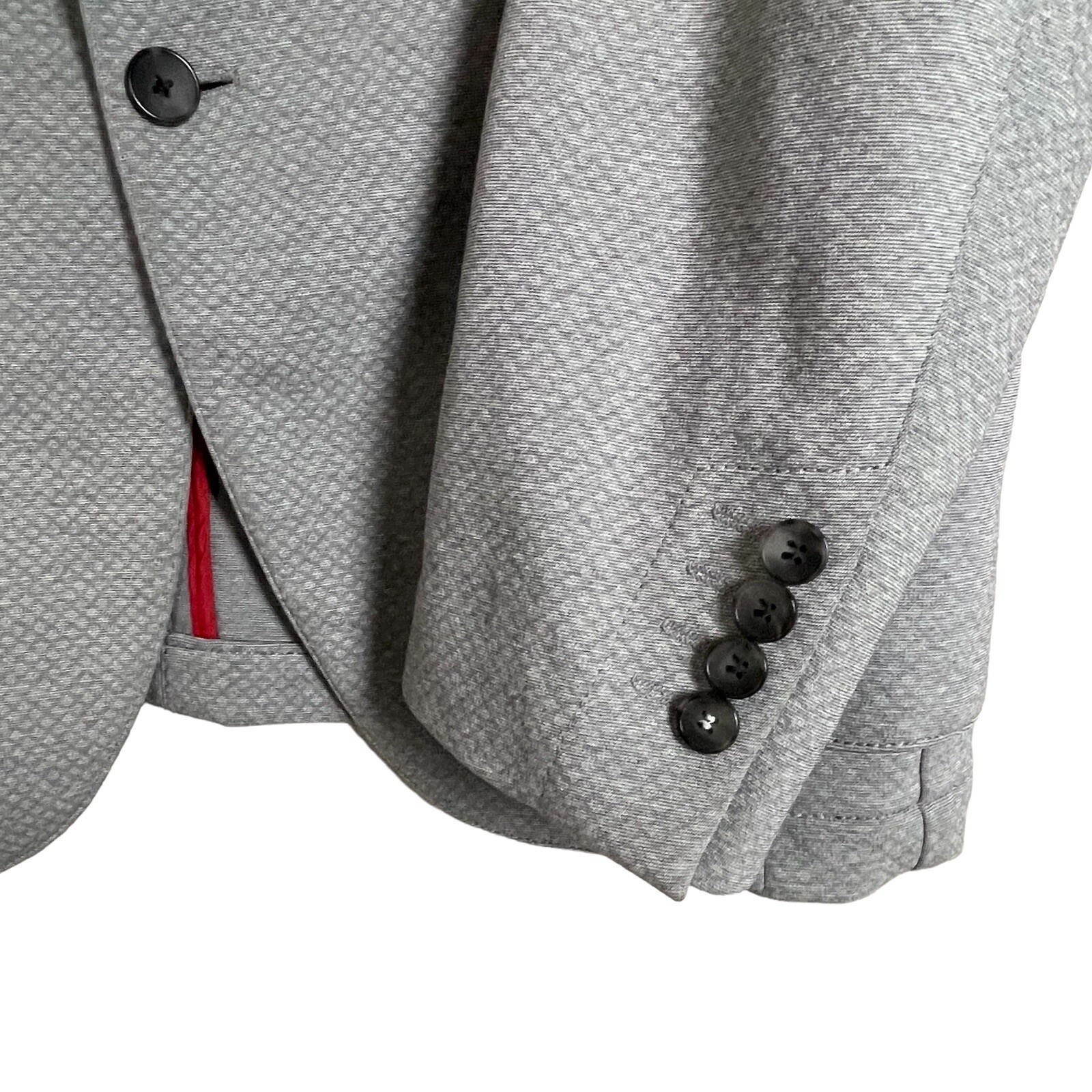 Strellson Blazer Sz EU 48 US 38 Unlined Mayden Light Gray Stretch Two Button