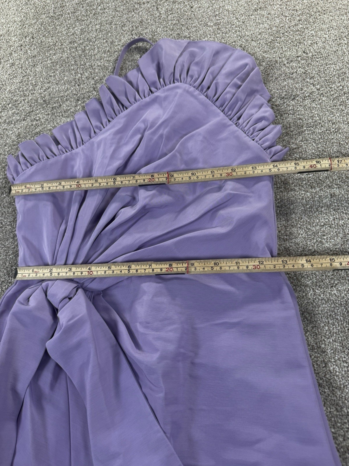 Delphine New York Purple One Shoulder Ruffle Bow Mini Dress 2 Zip Lined