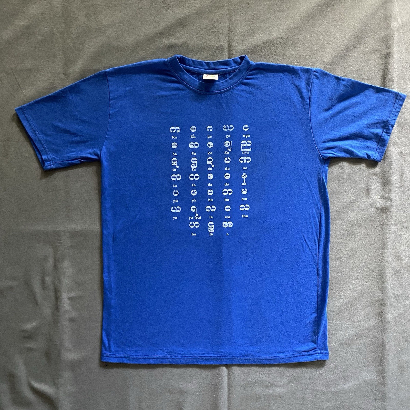 Burmese Myanmar Language Alphabet T Shirt Mens Large Blue Travel Souvenir